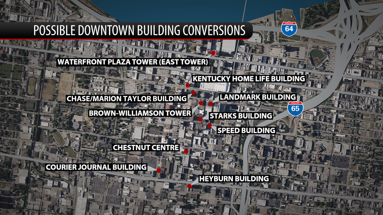 Map of possible downtown building conversions